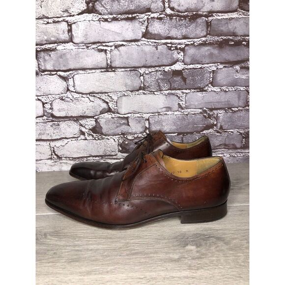 Magnanni Neiman Marcus Burnished Brown Leather Wingtip Dress Shoes Men Sz 10M US main image 16